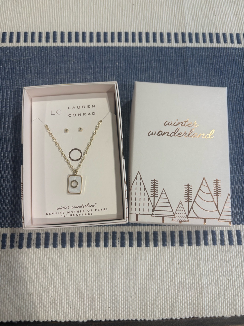 LC Lauren Conrad Mother of Pearl Initial O Pendant Necklace and Earring Gift Set - Picture 2 of 3